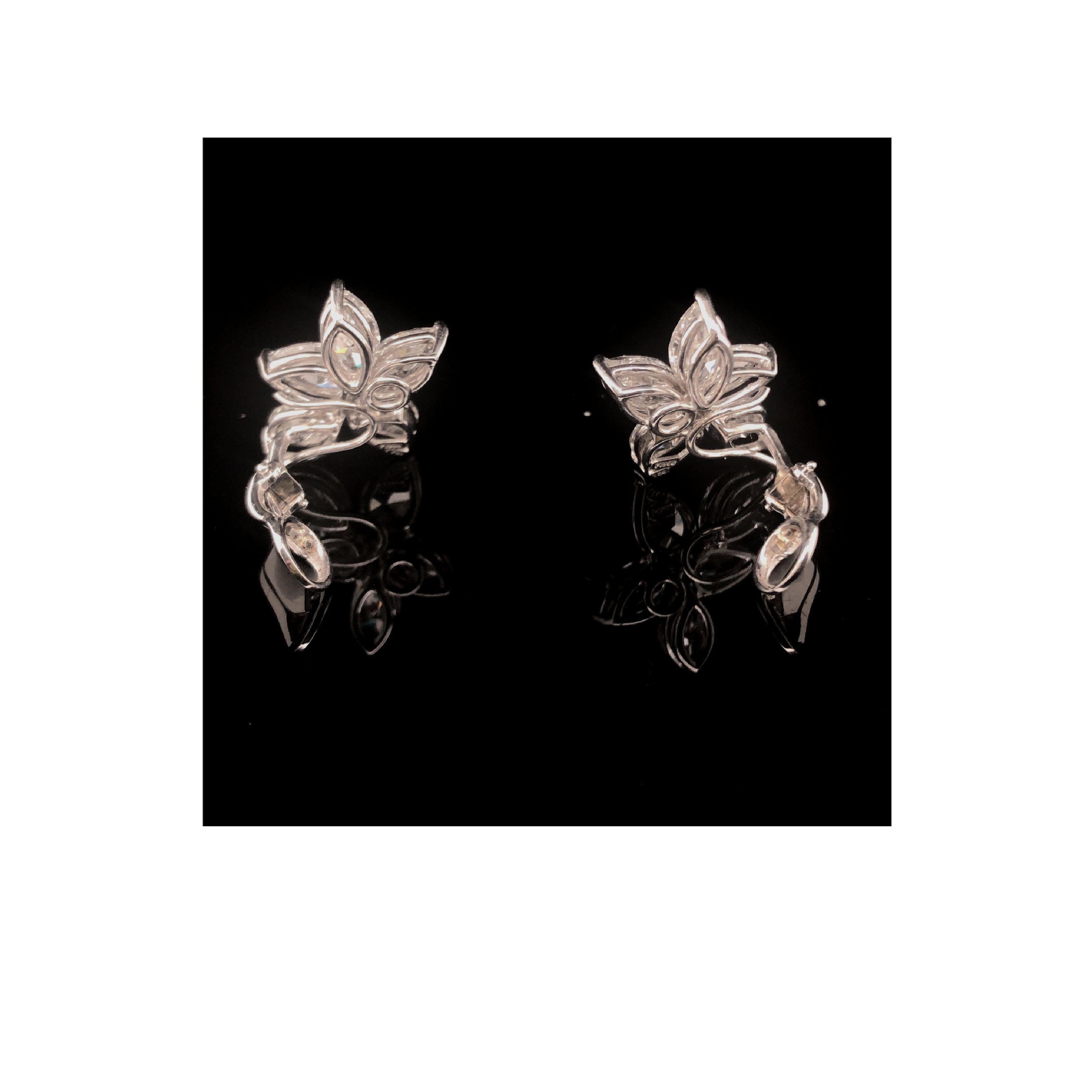 Platinum GIA Certified 7.93 Classic Ten Diamond P/S & MQ Cluster Earclips For Sale 1