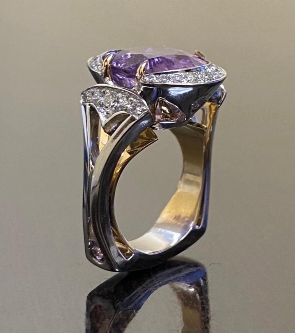 Platinum GIA Certified 8 Carat Oval Purple Tourmaline Diamond Engagement Ring  For Sale 1