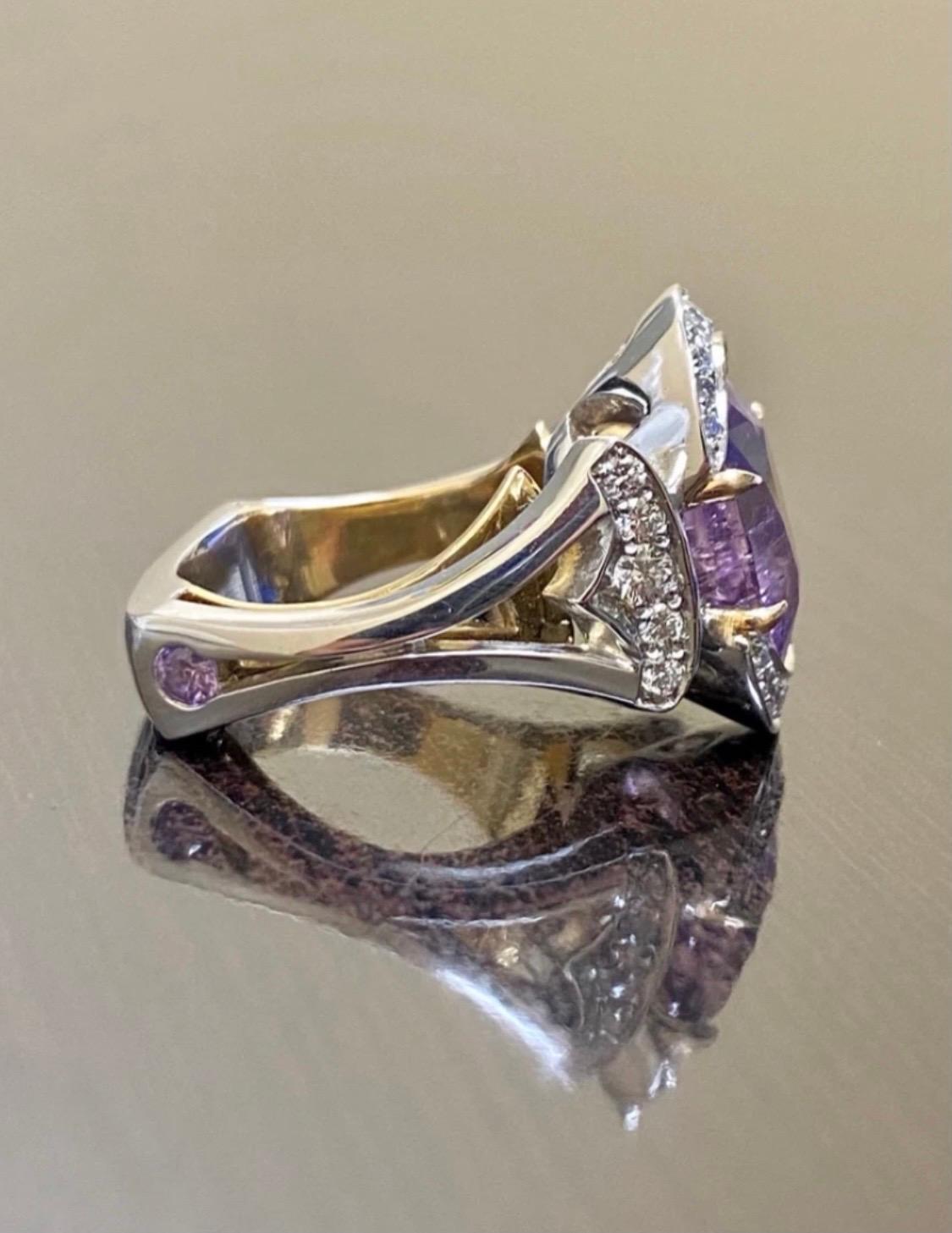 Platinum GIA Certified 8 Carat Oval Purple Tourmaline Diamond Engagement Ring  For Sale 2