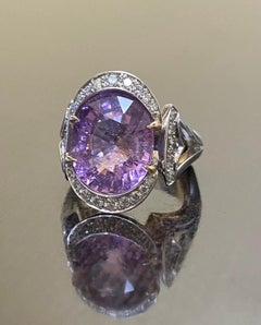 Platinum GIA Certified 8 Carat Oval Purple Tourmaline Diamond Engagement Ring