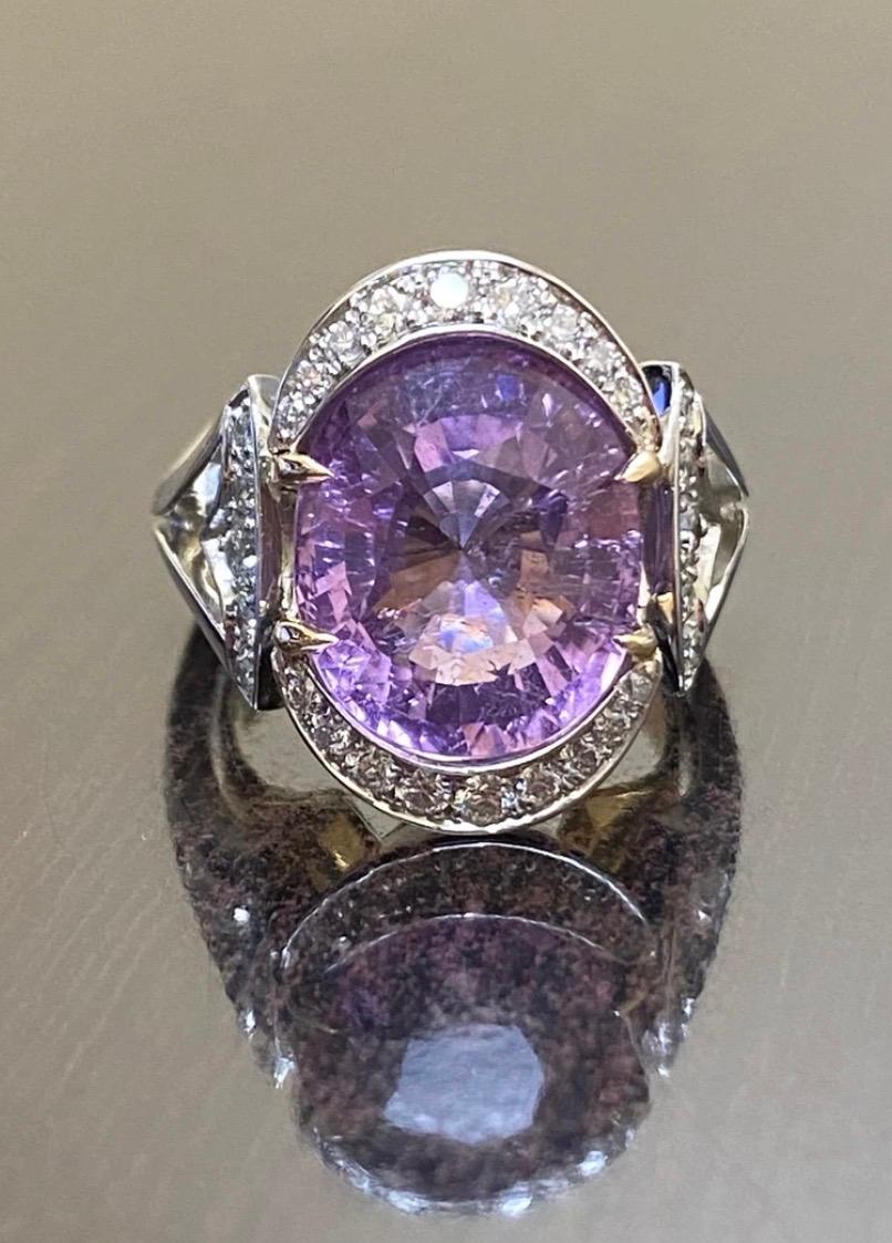 Modern Platinum GIA Certified 8 Carat Oval Purple Tourmaline Diamond Engagement Ring  For Sale