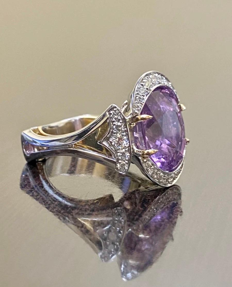 Platinum GIA Certified 8 Carat Oval Purple Tourmaline Diamond Engagement Ring  In New Condition For Sale In Los Angeles, CA