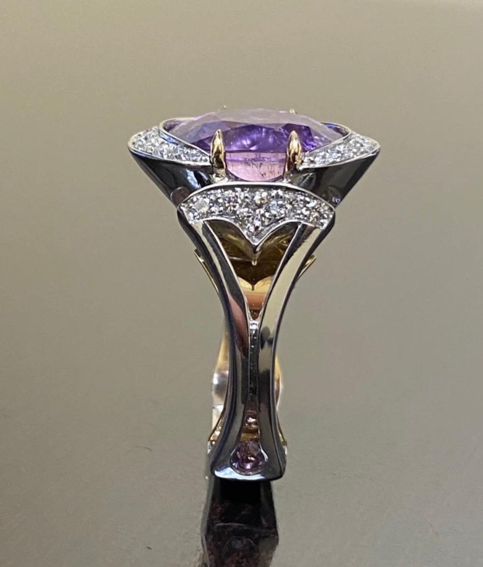 Women's Platinum GIA Certified 8 Carat Oval Purple Tourmaline Diamond Engagement Ring  For Sale