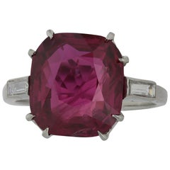 Platinum GIA Certified 9.13 Carat Ruby and Diamond Ring