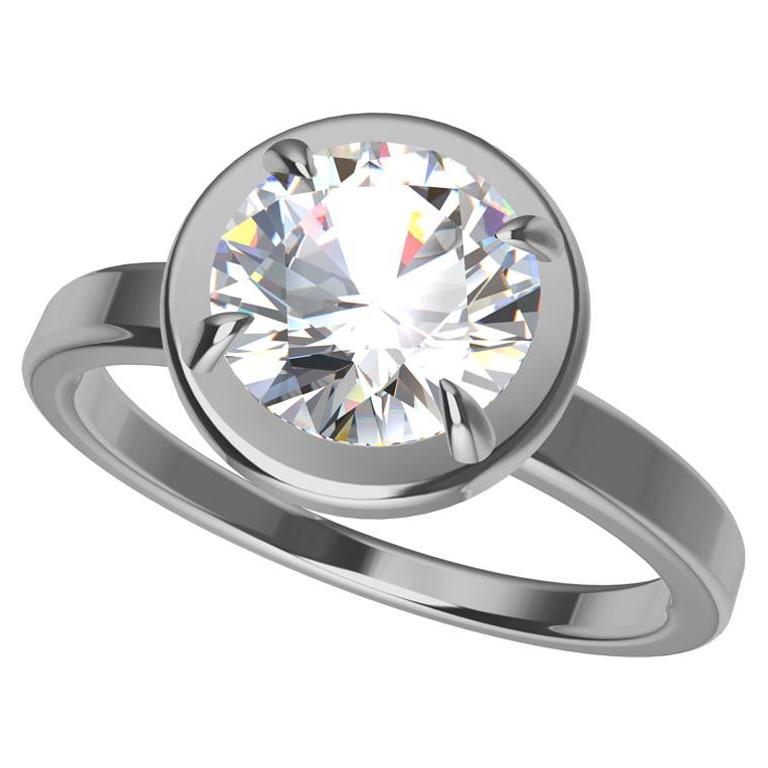 Bague de fiançailles en platine avec diamants certifiés GIA 