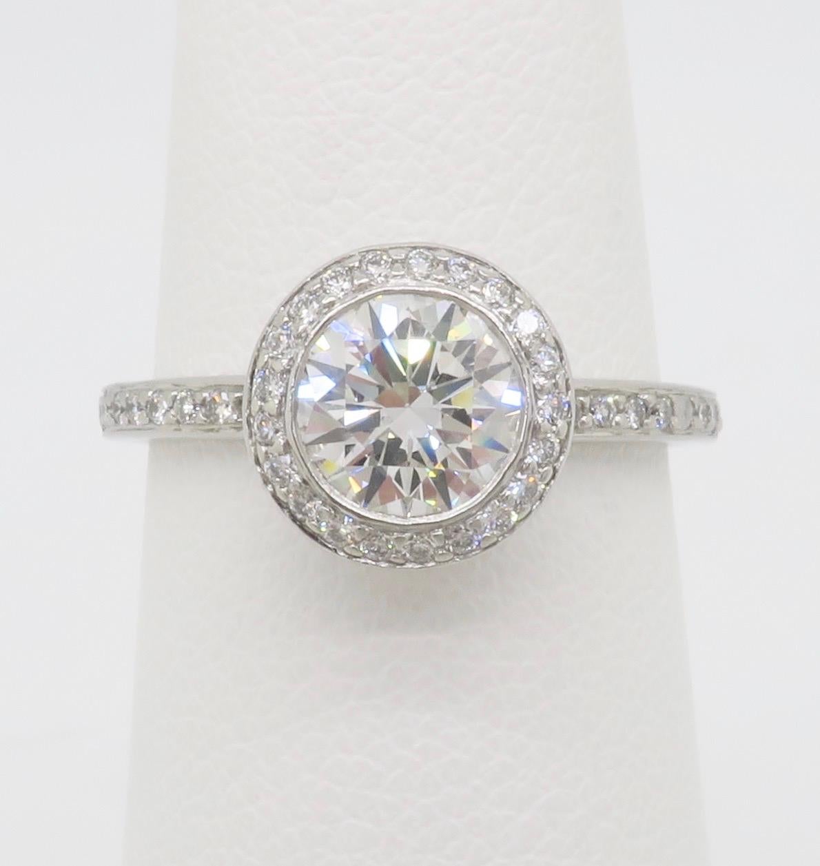 Round Cut Platinum GIA Certified Diamond Halo Ring by Ritani