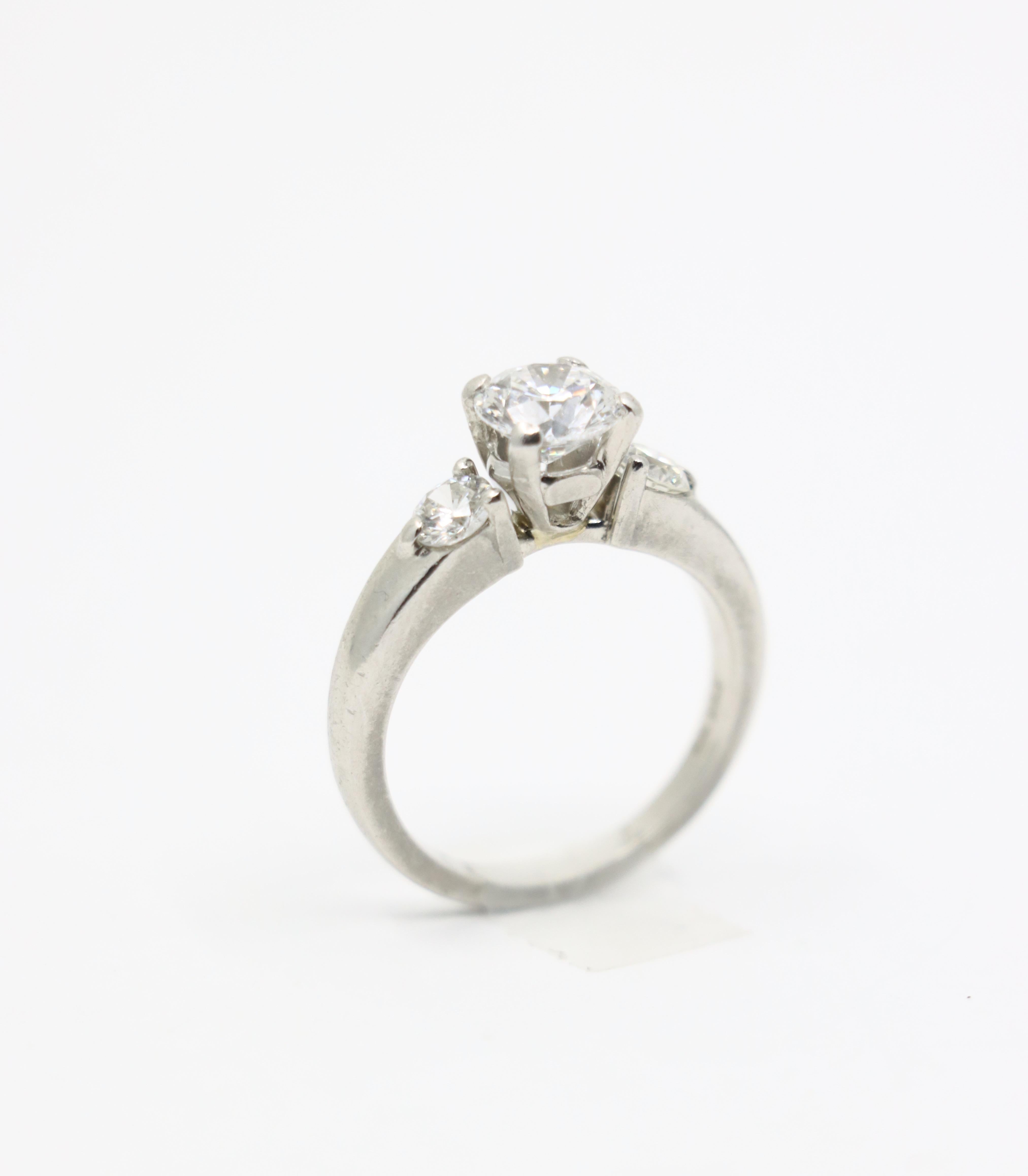 Brilliant Cut Platinum GIA Certified Diamond Ring For Sale