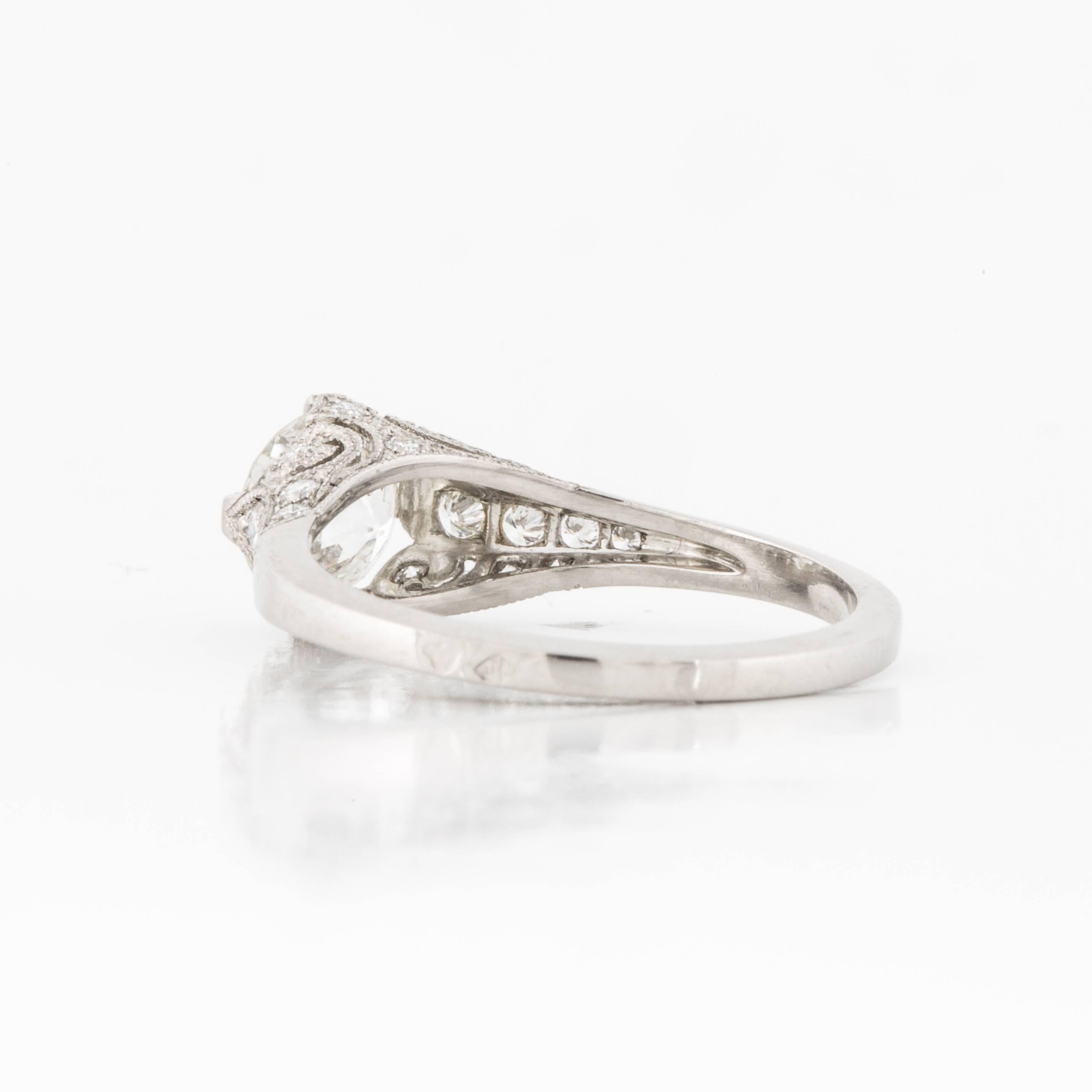 Old European Cut GIA Certified 0.98 Carat Diamond Engagement Ring in Platinum