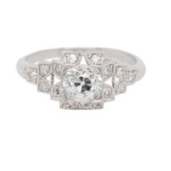 Platinum GIA Certified Diamond Vintage Engagement Ring