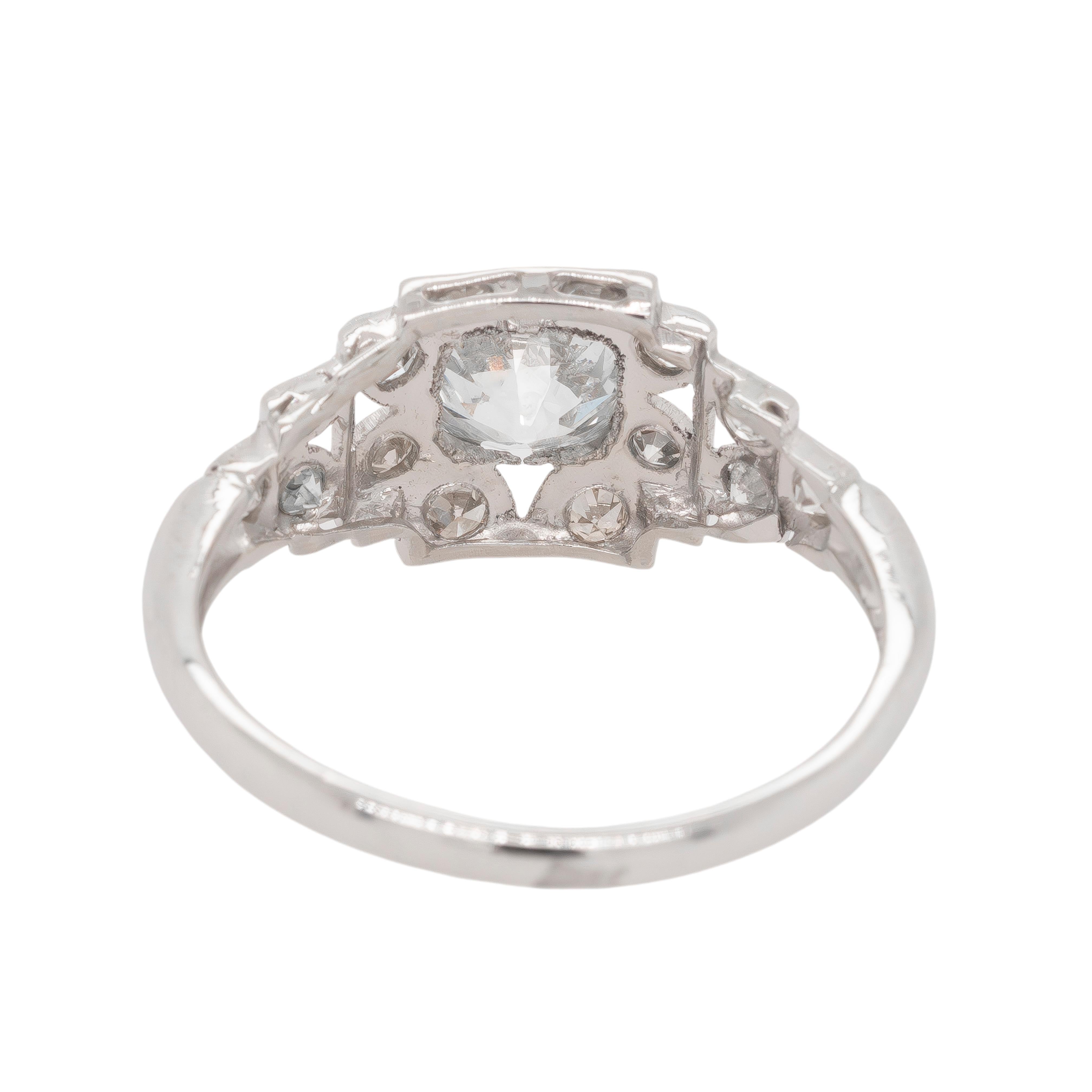 Anello di fidanzamento vintage con diamante certificato GIA in platino In condizioni ottime in vendita a Boca Raton, FL