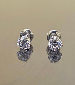 Platinum GIA Certified F Color and D Color 1.00 Carat Diamond Stud Earrings