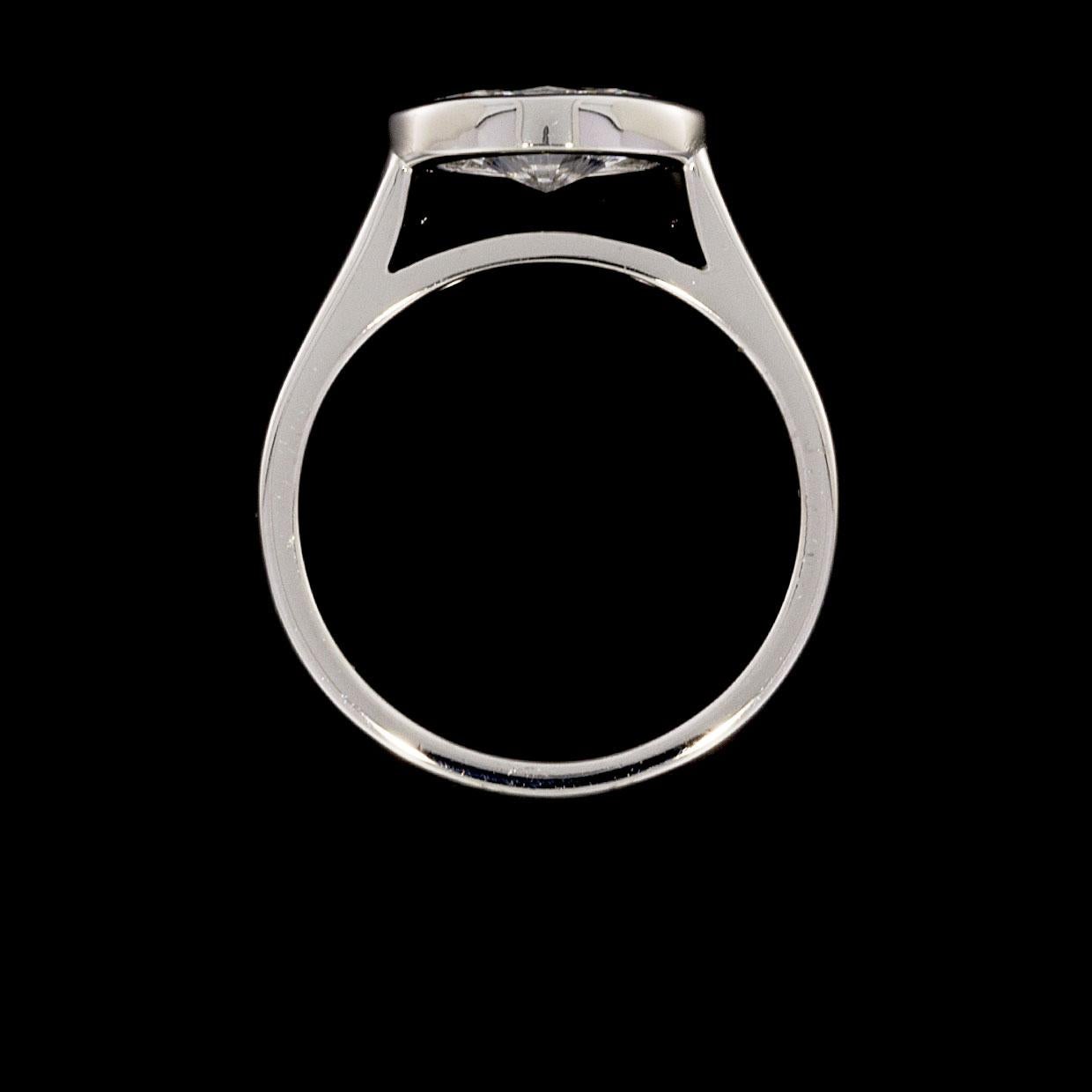 Platinum GIA Certified Marquise Diamond Bezel Solitaire Engagement Ring In New Condition In Columbia, MO