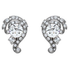 Orecchini in platino con diamanti taglio vecchio europeo certificati GIA