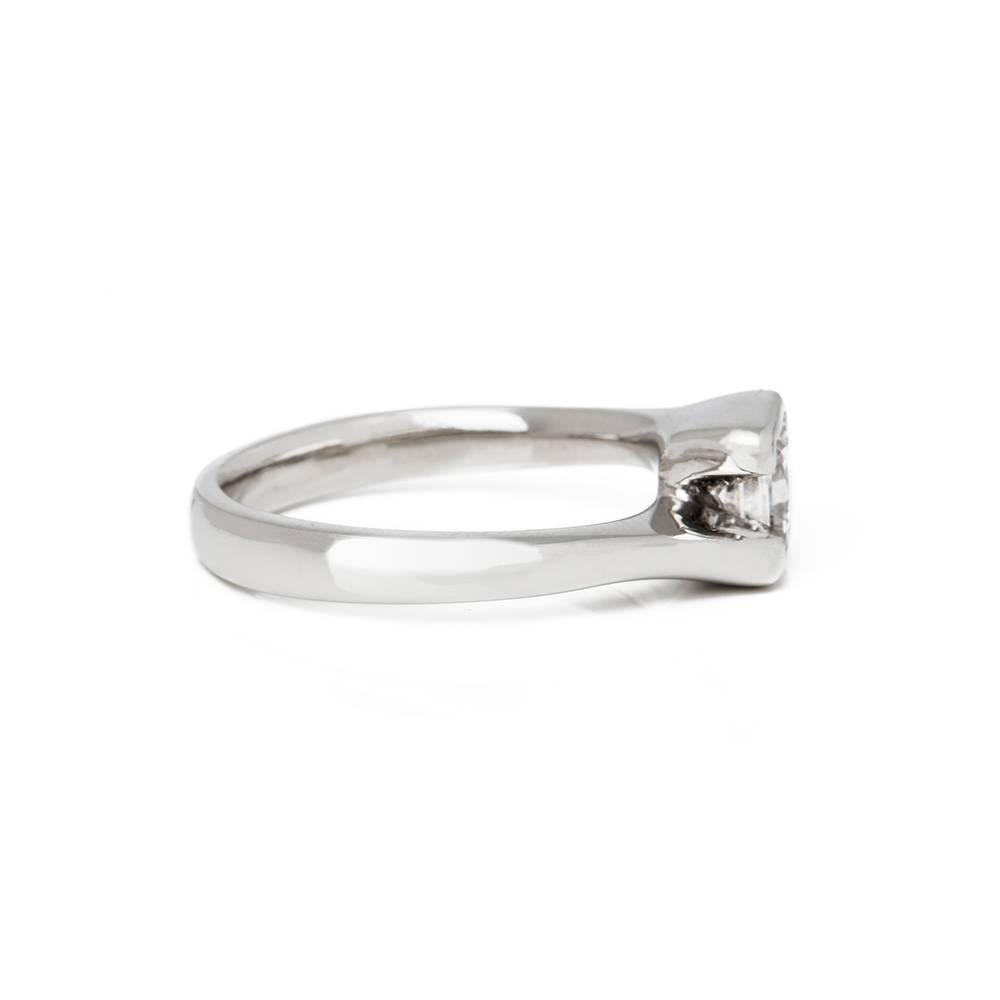 Platinum GIA Certified Princess Cut 0.55 Carat Diamond Engagement Ring In Excellent Condition In Bishop's Stortford, Hertfordshire