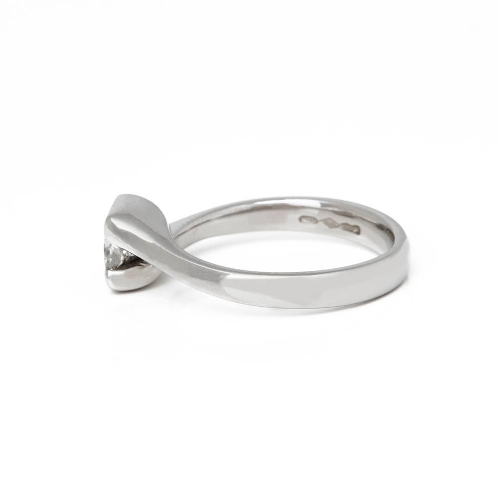 Women's Platinum GIA Certified Princess Cut 0.55 Carat Diamond Engagement Ring