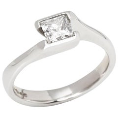 Platinum GIA Certified Princess Cut 0.55 Carat Diamond Engagement Ring