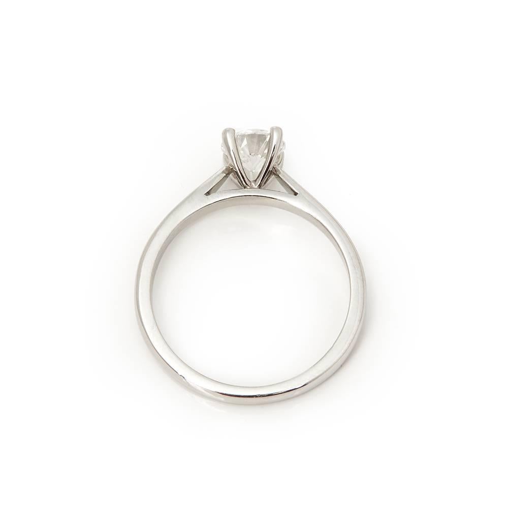 Women's Platinum GIA Certified Round Brilliant Cut 0.74 Carat Diamond Engagement Ring