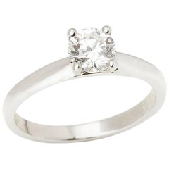 Platinum GIA Certified Round Brilliant Cut 0.74 Carat Diamond Engagement Ring
