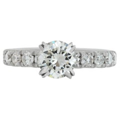 Vintage Platinum GIA certified round brilliant cut diamond ring