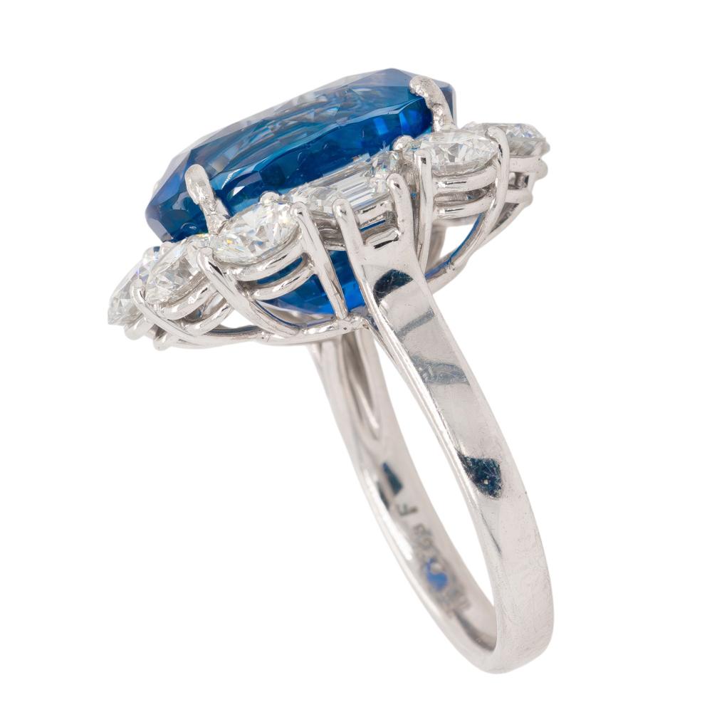 Platinring mit GIA-zertifiziertem Saphir und Diamant im Angebot 5