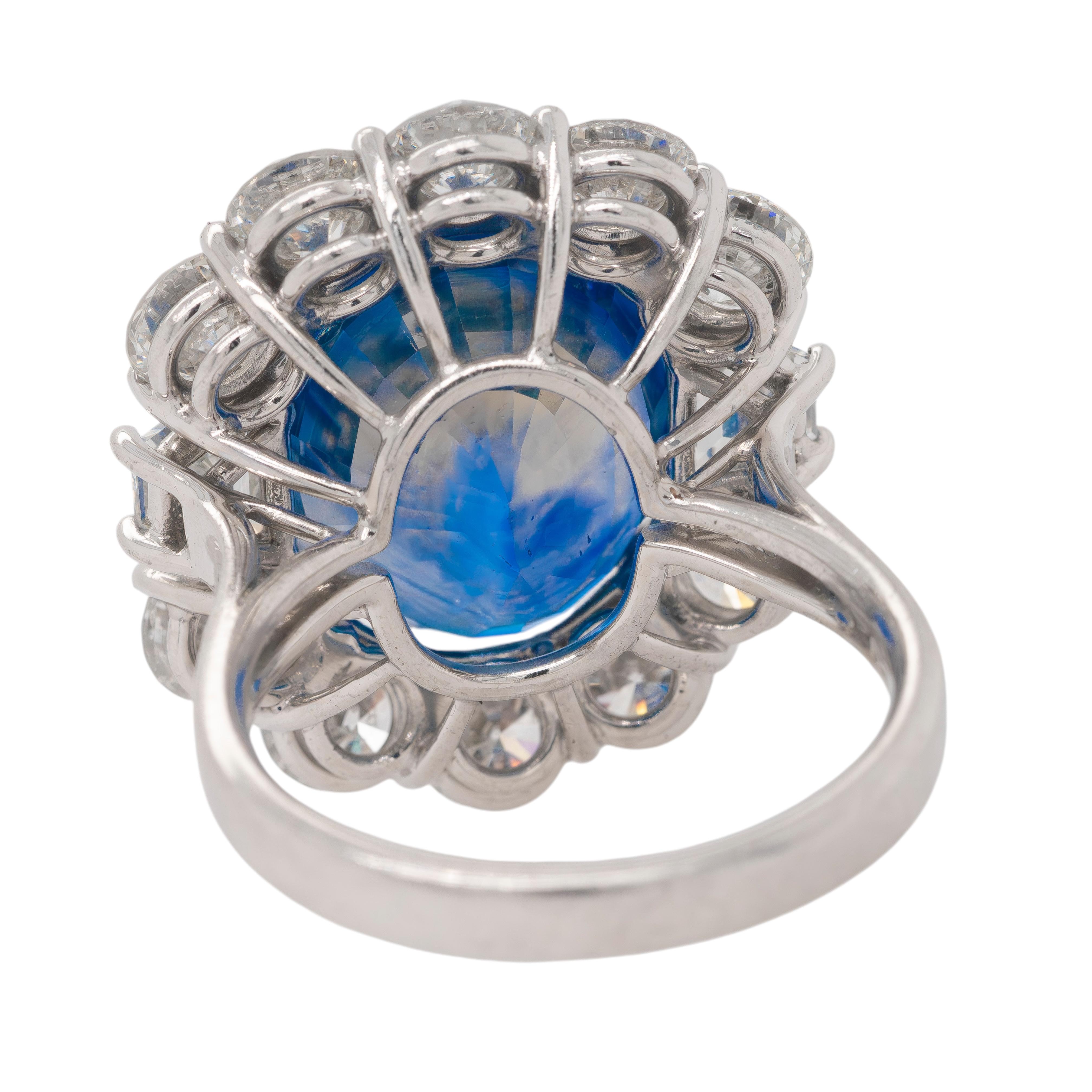 Platinring mit GIA-zertifiziertem Saphir und Diamant (Gemischter Schliff) im Angebot