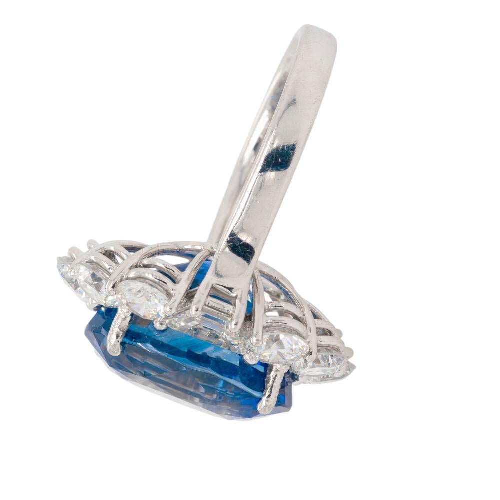 Platinring mit GIA-zertifiziertem Saphir und Diamant im Angebot 3