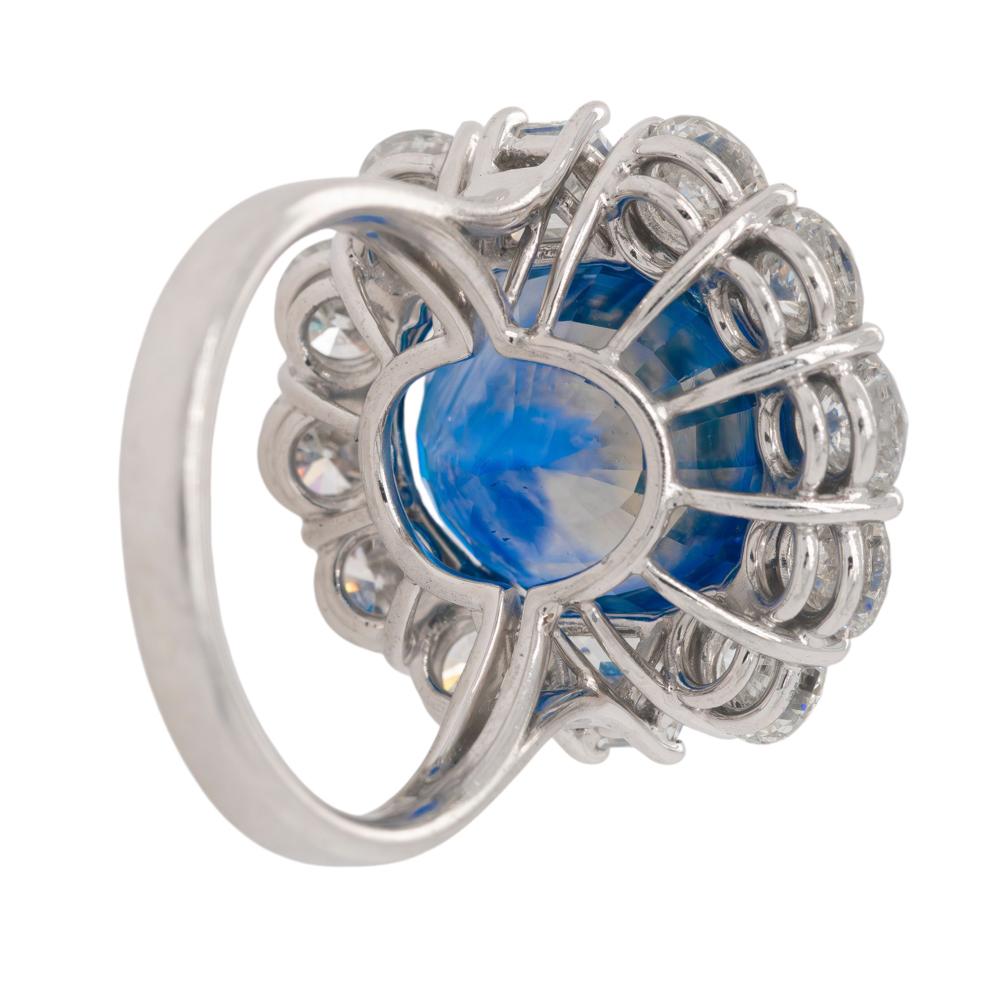 Platinring mit GIA-zertifiziertem Saphir und Diamant im Angebot 4