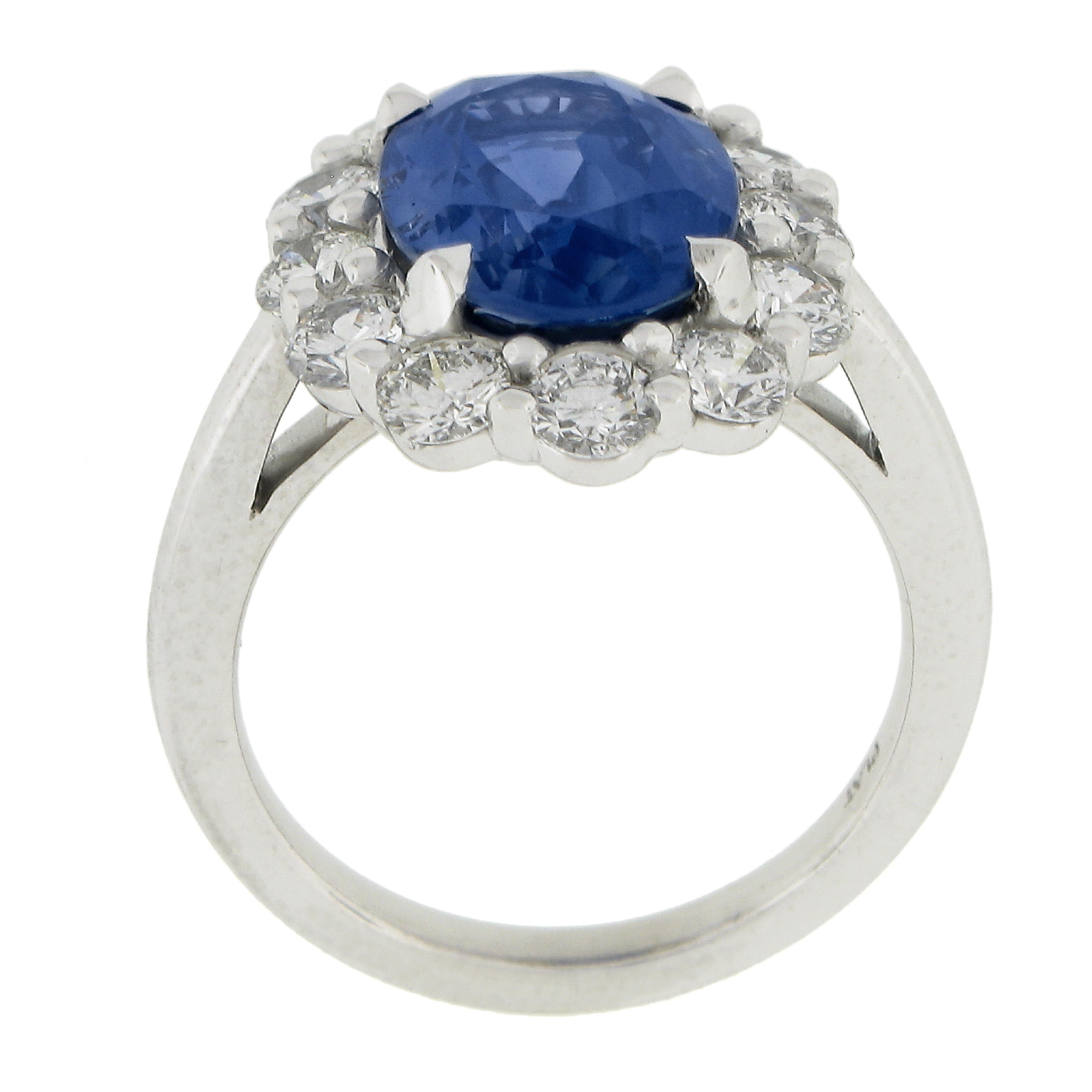Platinum GIA Ceylon NO HEAT Oval Cornflower Blue Sapphire and Diamond ...