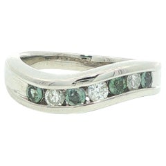 Platin GIA Channel Set Farbwechsel Alexandrit & Diamant Wavy Band Ring