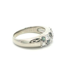 Platinum GIA Color Change Brazil Alexandrite Alternated Diamond Band Ring