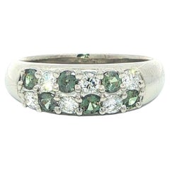 Platinum GIA Color Change Brazil Alexandrite Alternated Diamond Band Ring