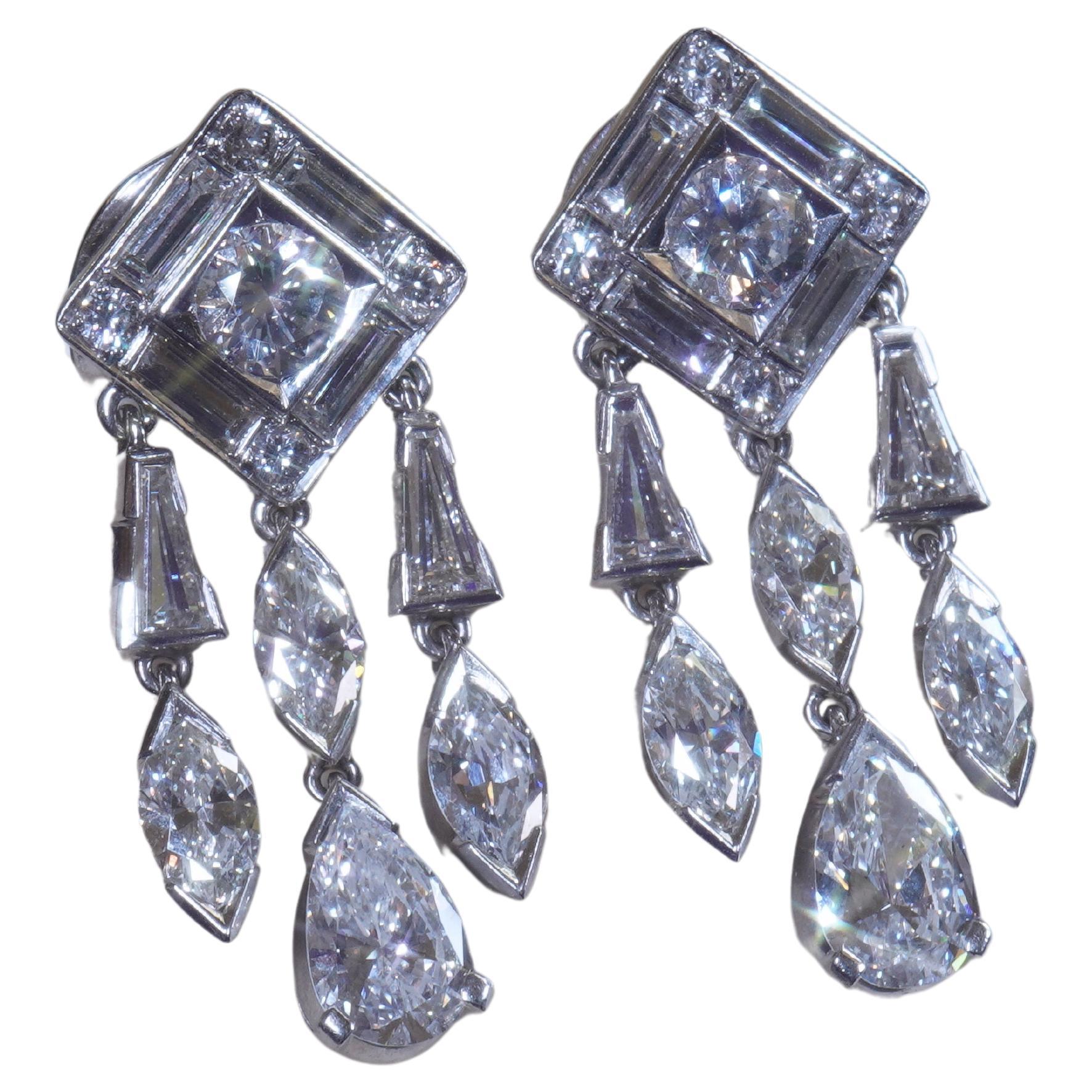 Platinum GIA Diamond Antique 18K Earrings Vintage Fine VVS Huge 9.64 Carats! For Sale