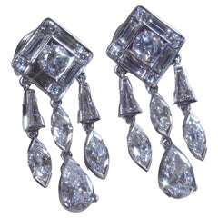 Platinum GIA Diamond Antique 18K Earrings Vintage Fine VVS Huge 9.64 Carats!