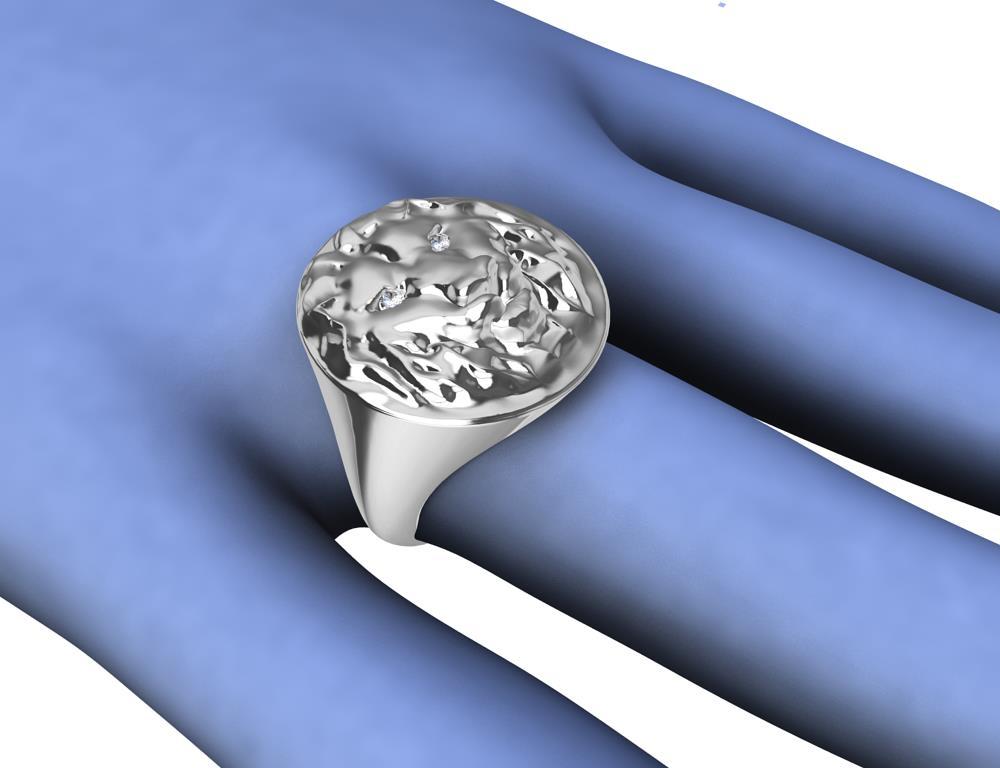 Platinum Diamond Eyes Lion Head Signet Ring 10