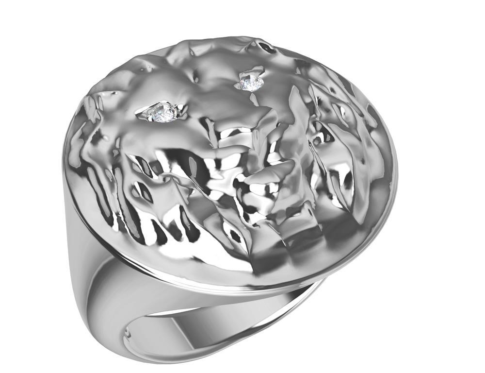 Platinum Diamond Eyes Lion Head Signet Ring 4