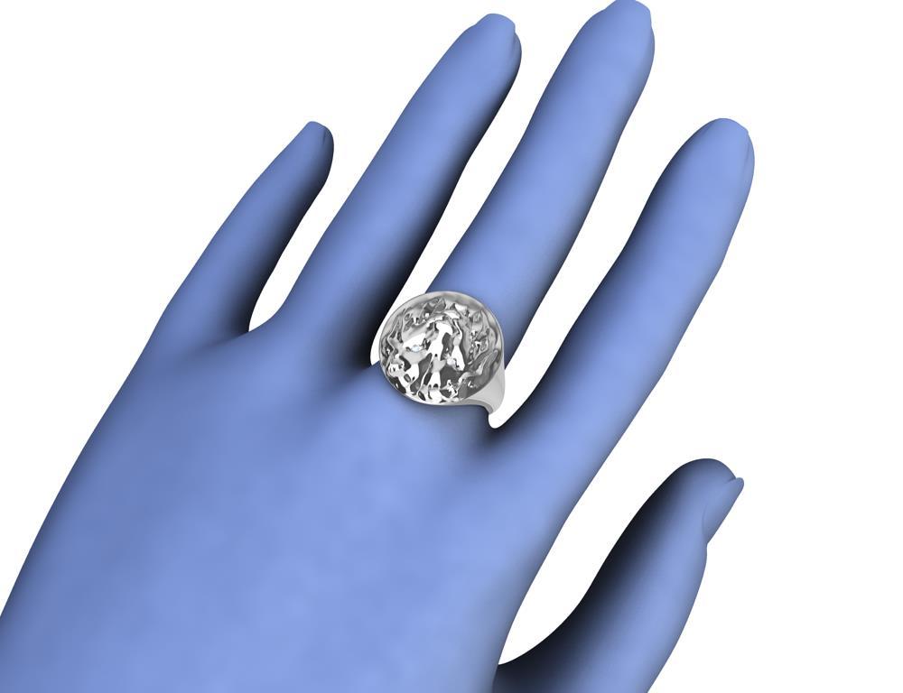 For Sale:  Platinum GIA Diamond Eyes Solid Lion Head Signet Ring 3