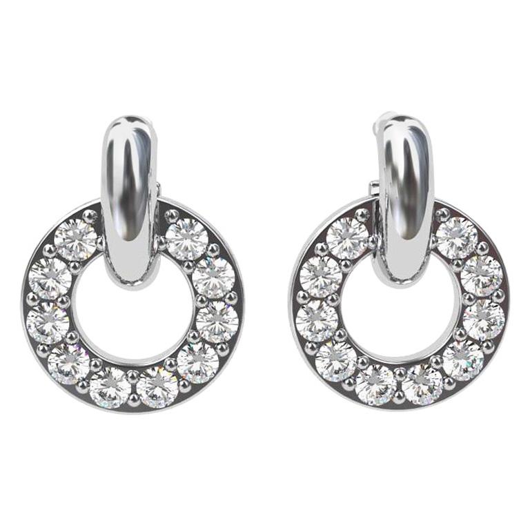 Diamond Platinum Hoop Dangle Earrings at 1stDibs solid platinum hoop
