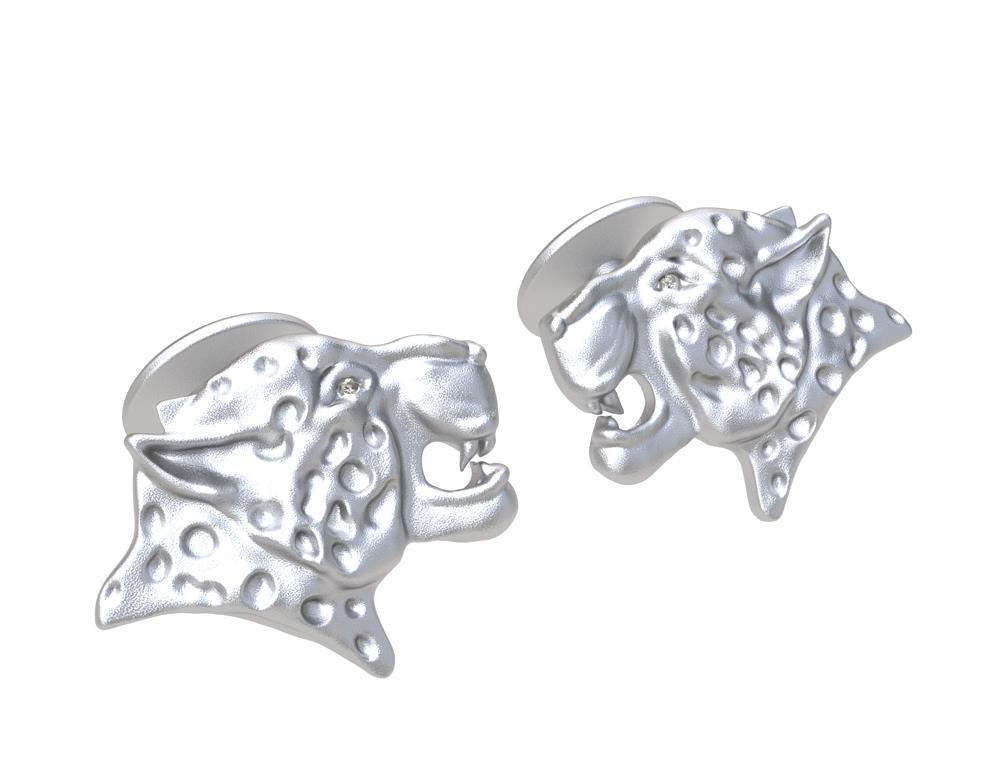 Platinum GIA Diamond Leopard Cuff links, These come from my Feline Collection. I am fascinated with all kinds of wild cats. The leopard can reach a speed of 60 km.h  or 40 mph, but only for a limited time before overheating.  These are GIA diamonds.