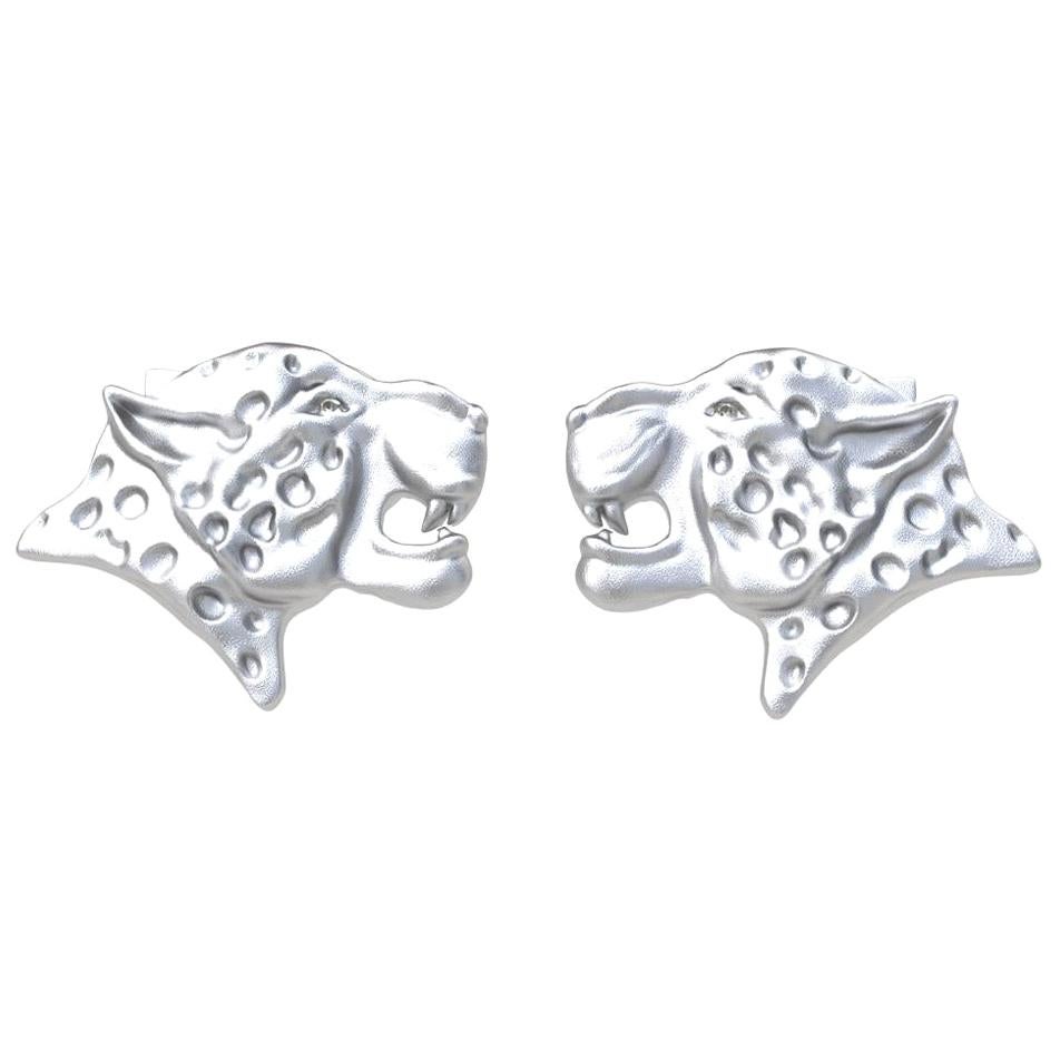 Platinum GIA Diamond Leopard Cufflinks For Sale