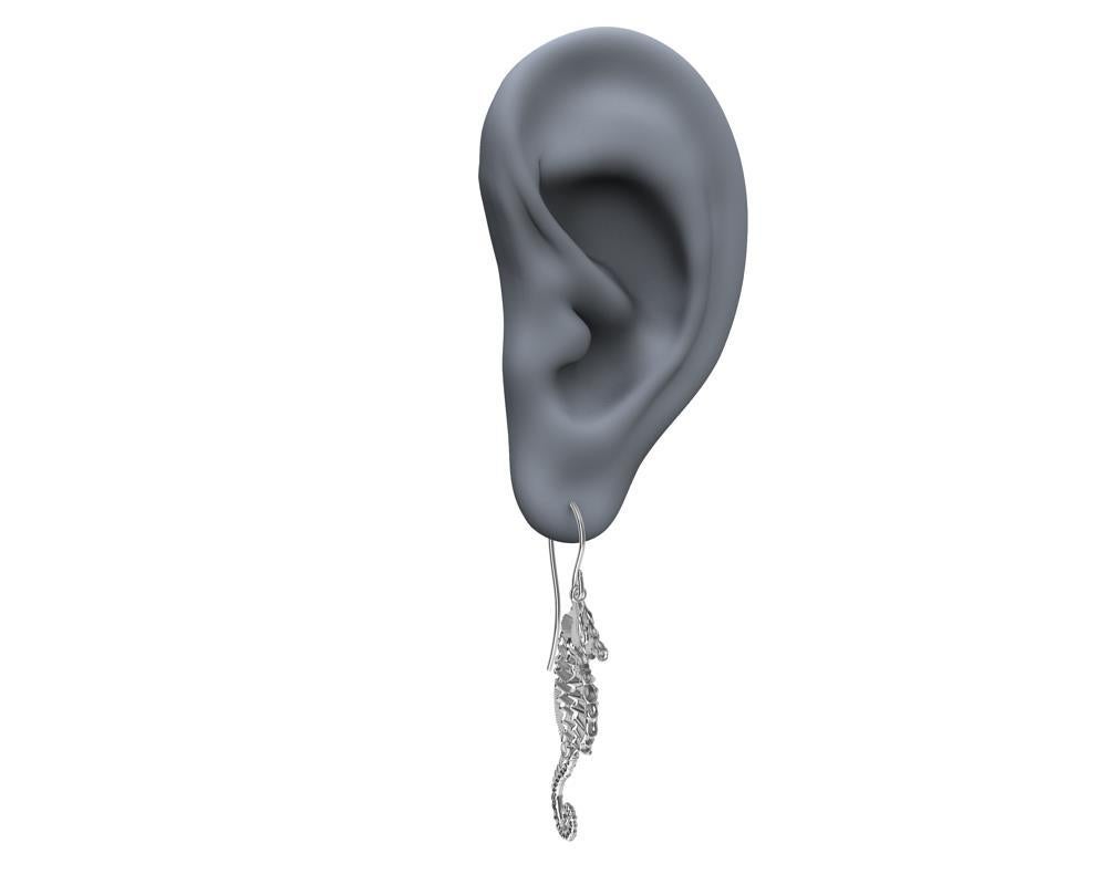 Boucles d'oreilles hippocampe en platine et diamants GIA en vente 1