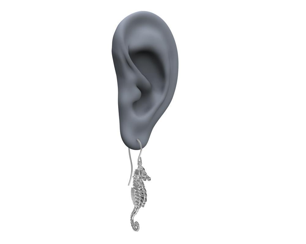 Boucles d'oreilles hippocampe en platine et diamants GIA en vente 2