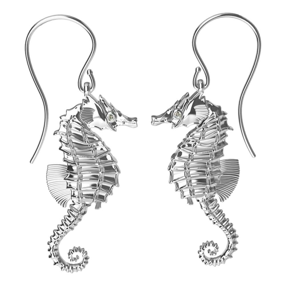 Platinum GIA Diamond Sea Horse Earrings