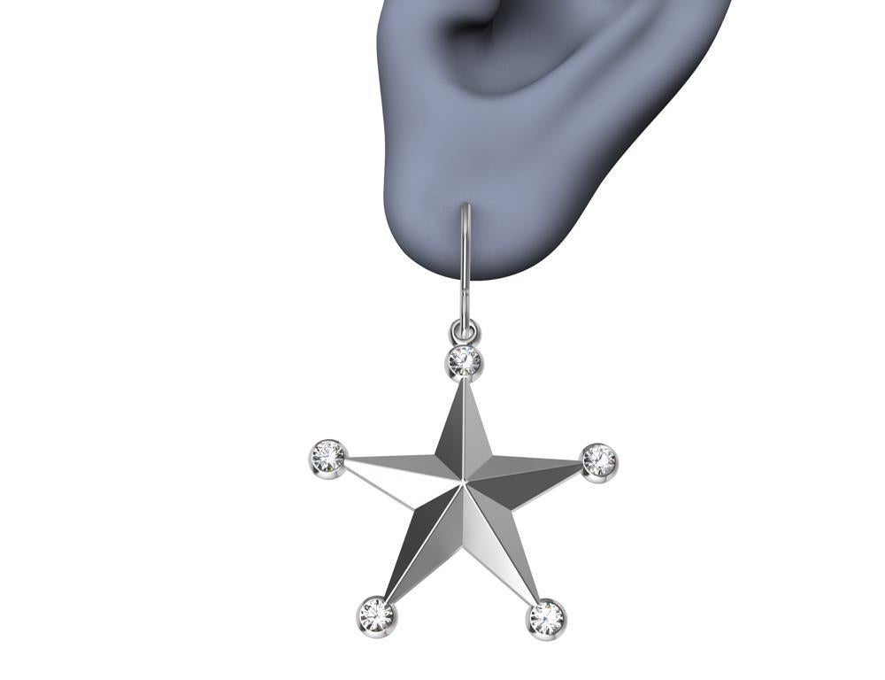 Women's Platinum GIA Diamond Star Dangle Earrings
