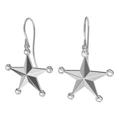 Platinum GIA Diamond Star Dangle Earrings