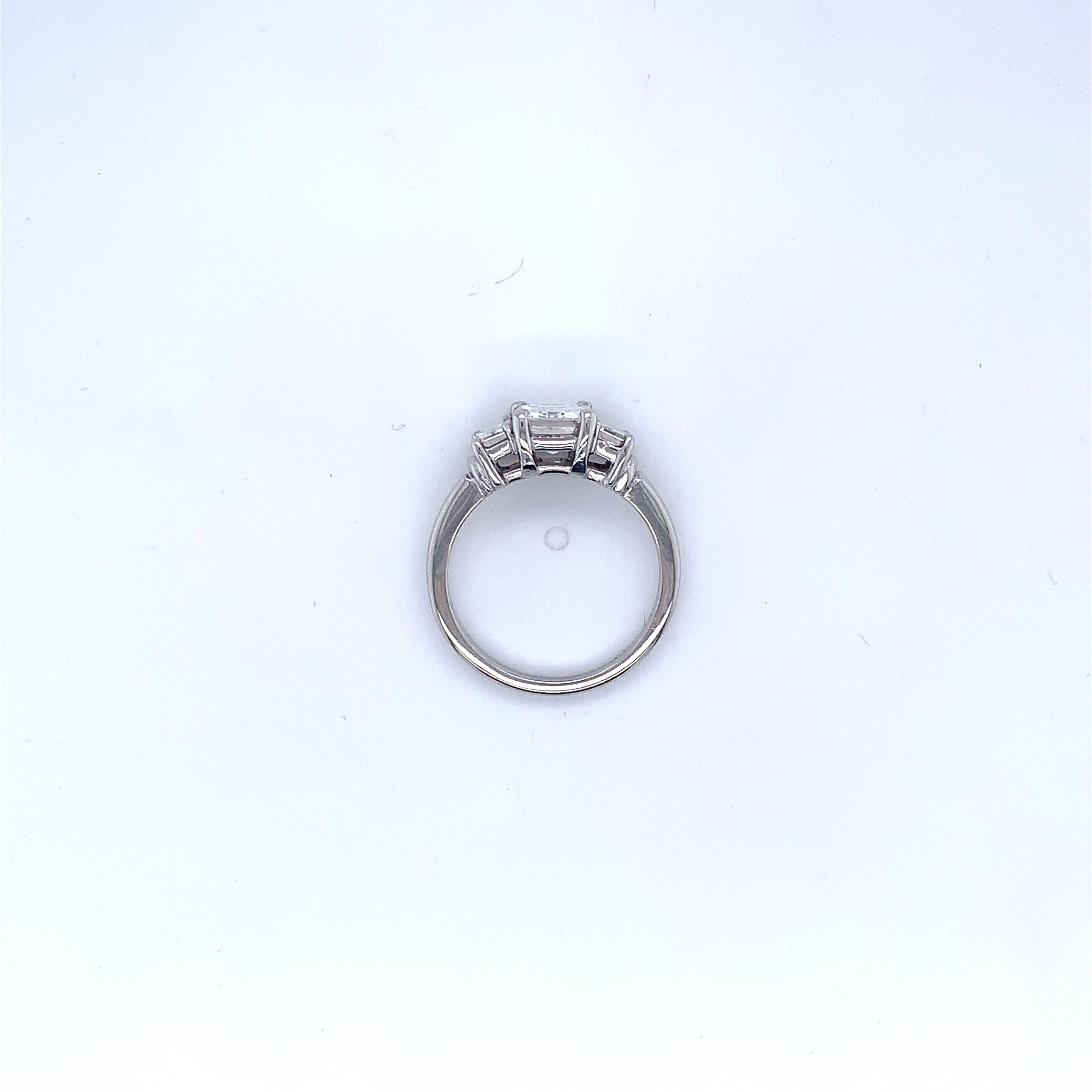 Platinum GIA Emerald Cut 2 Carat TW 3-Stone Genuine Natural Diamond Ring #J4938 3