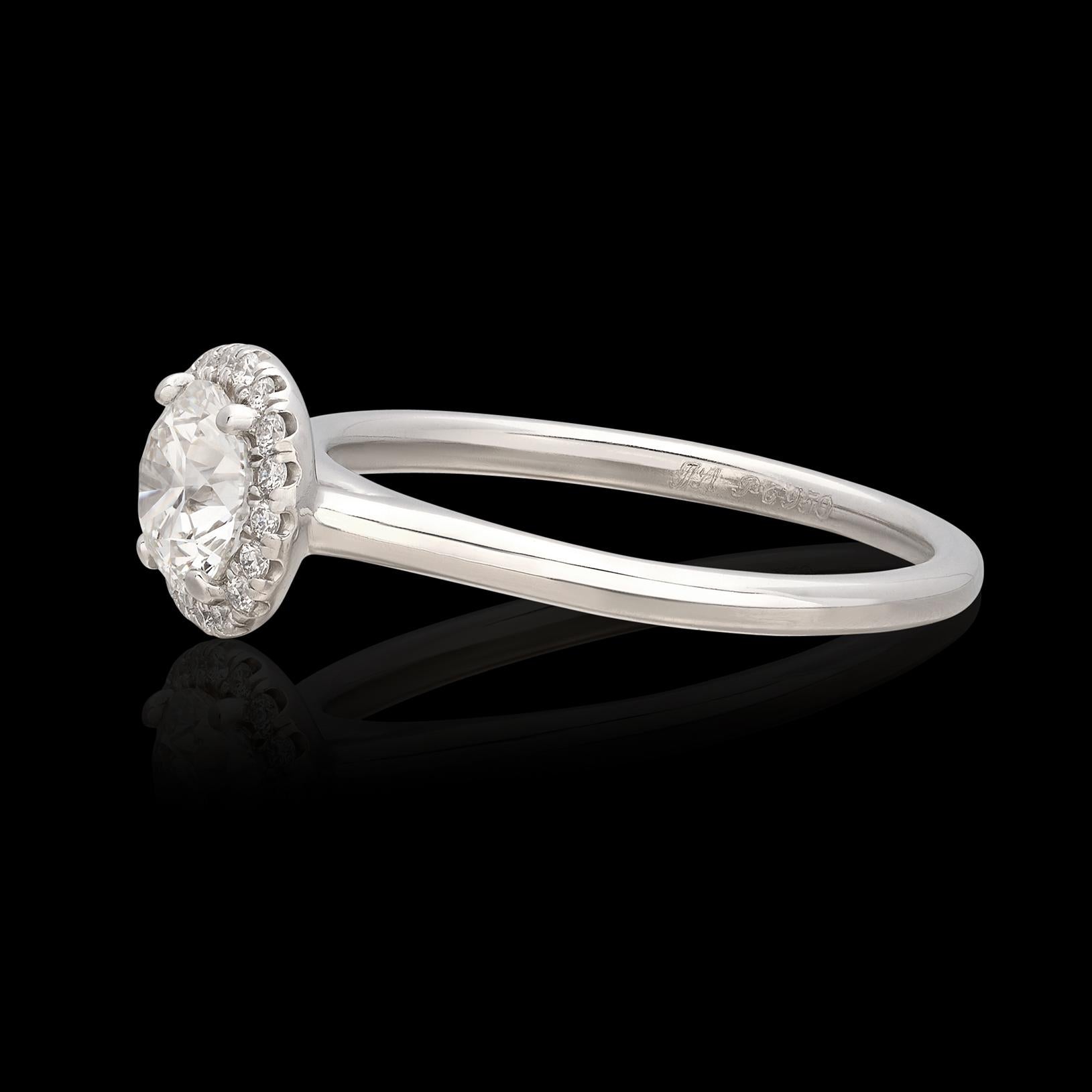 Platin GIA F/VS2 Diamant-Halo-Ring im Angebot 3