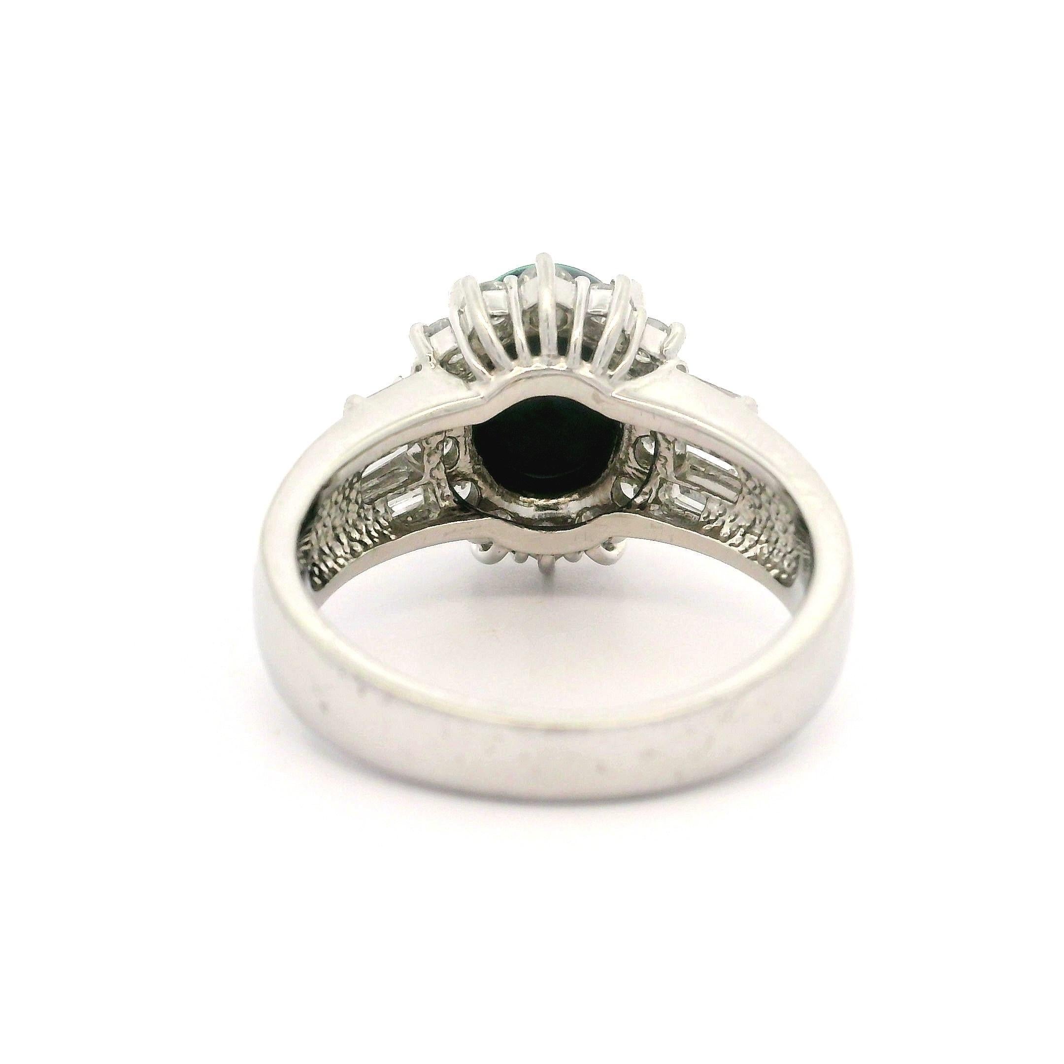 Platinum GIA Graded 2.27ctw Oval Cut Black Opal & Diamond Cocktail Ring For Sale 2