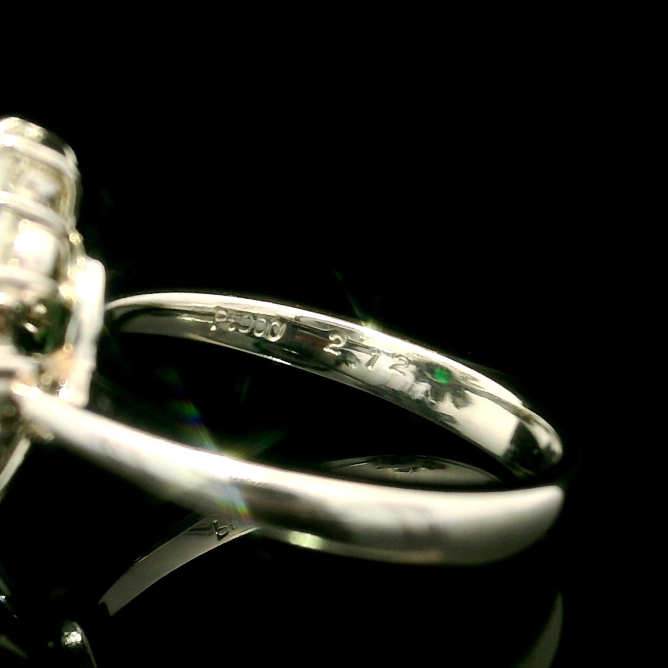 Platinum GIA High Quality 3.21ctw Tsavorite w/ Diamond Halo Flower Cluster Ring en vente 10