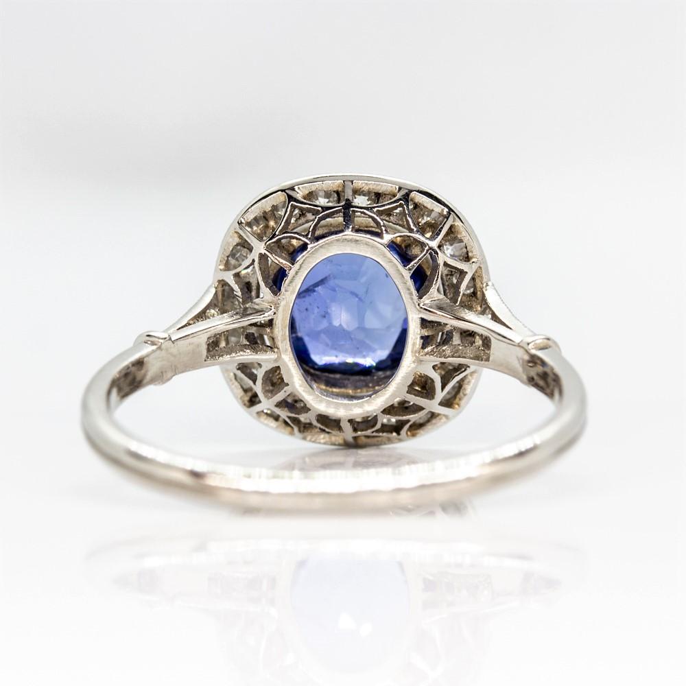 Art Deco Platinum GIA No Heat Sapphire Engagement Ring For Sale