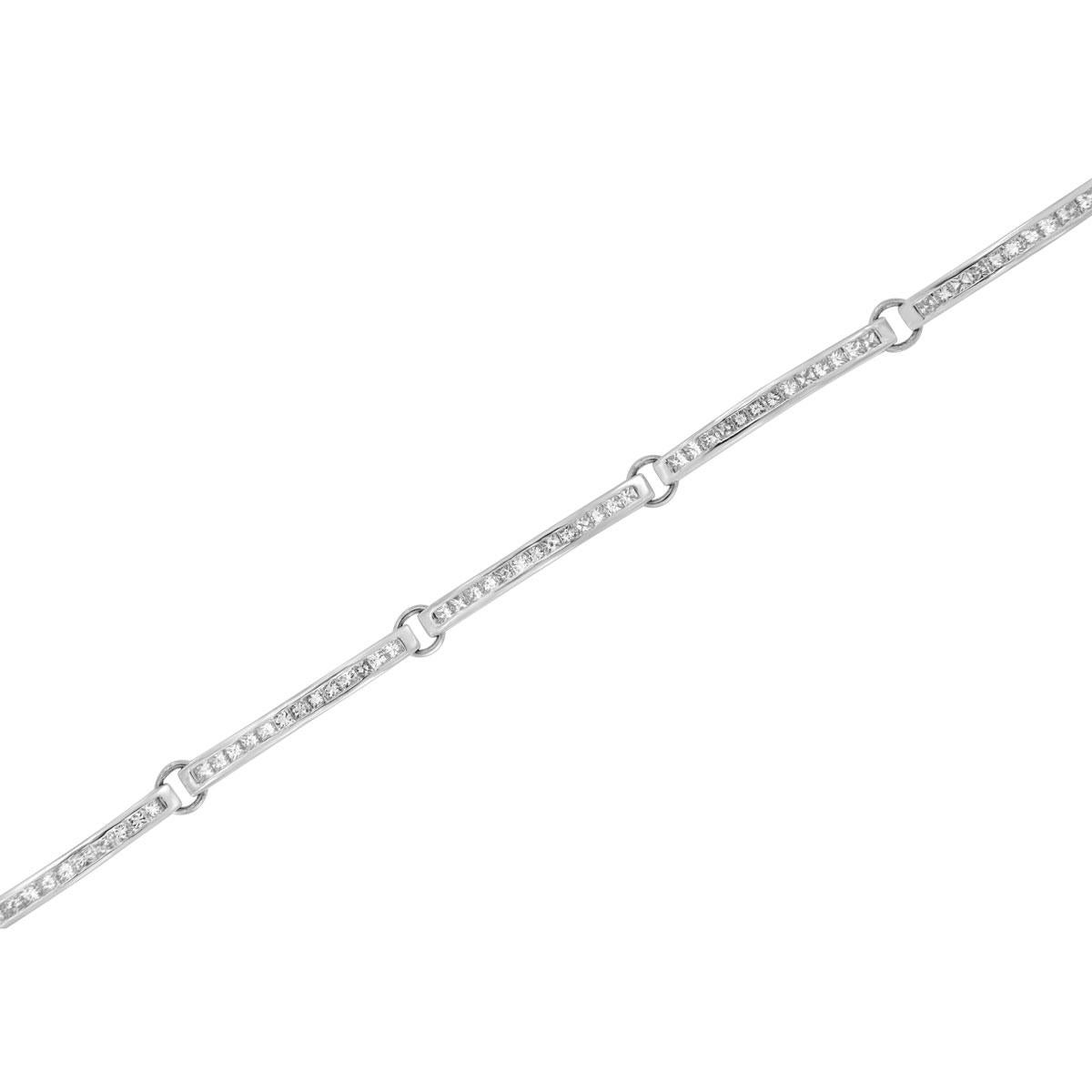 Platin Platin Gioia Diamantarmband in Prinzessinnenform '3,5 Ct. tw' (Carréschliff) im Angebot